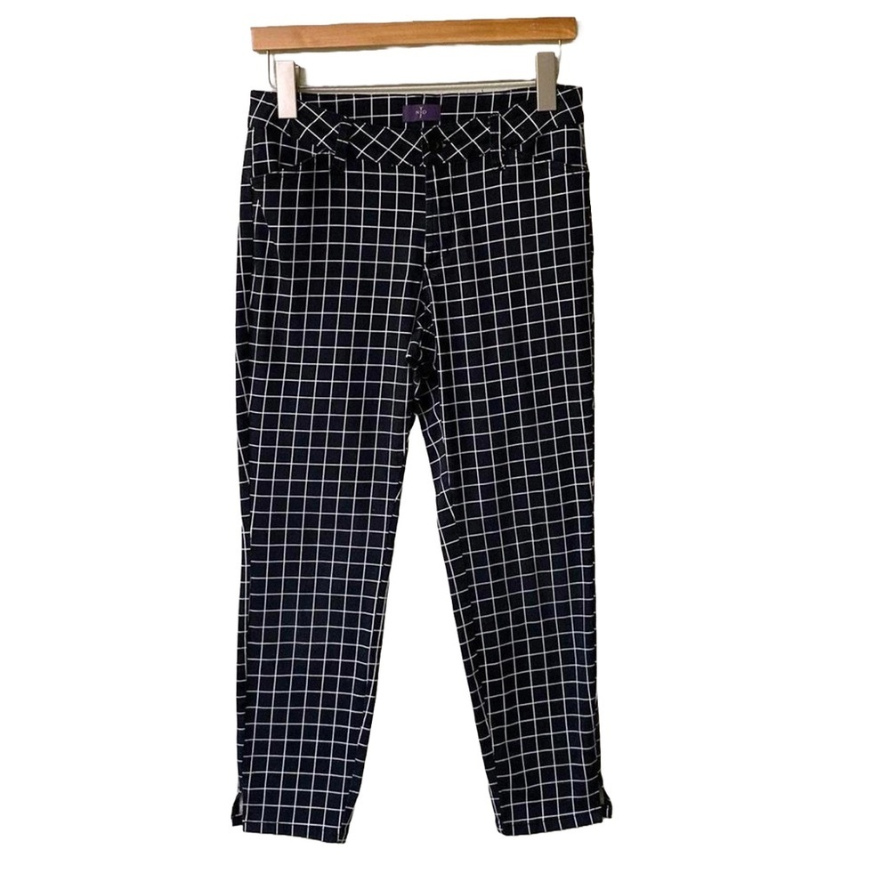 NYDJ Black and White Grid Check‎ Trousers w some stretch 10